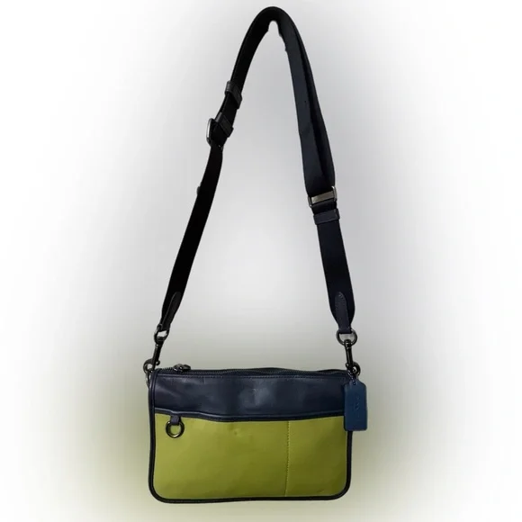 Coach C8140 Heritage Convertible Crossbody Hybrid Colorblock Bag Lime Green - Picture 2 of 8